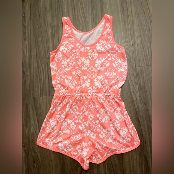 Cat & Jack Girls Pink and White Jumpsuit Sleeveless Romper size XL 14/16 - Picture 1 of 4